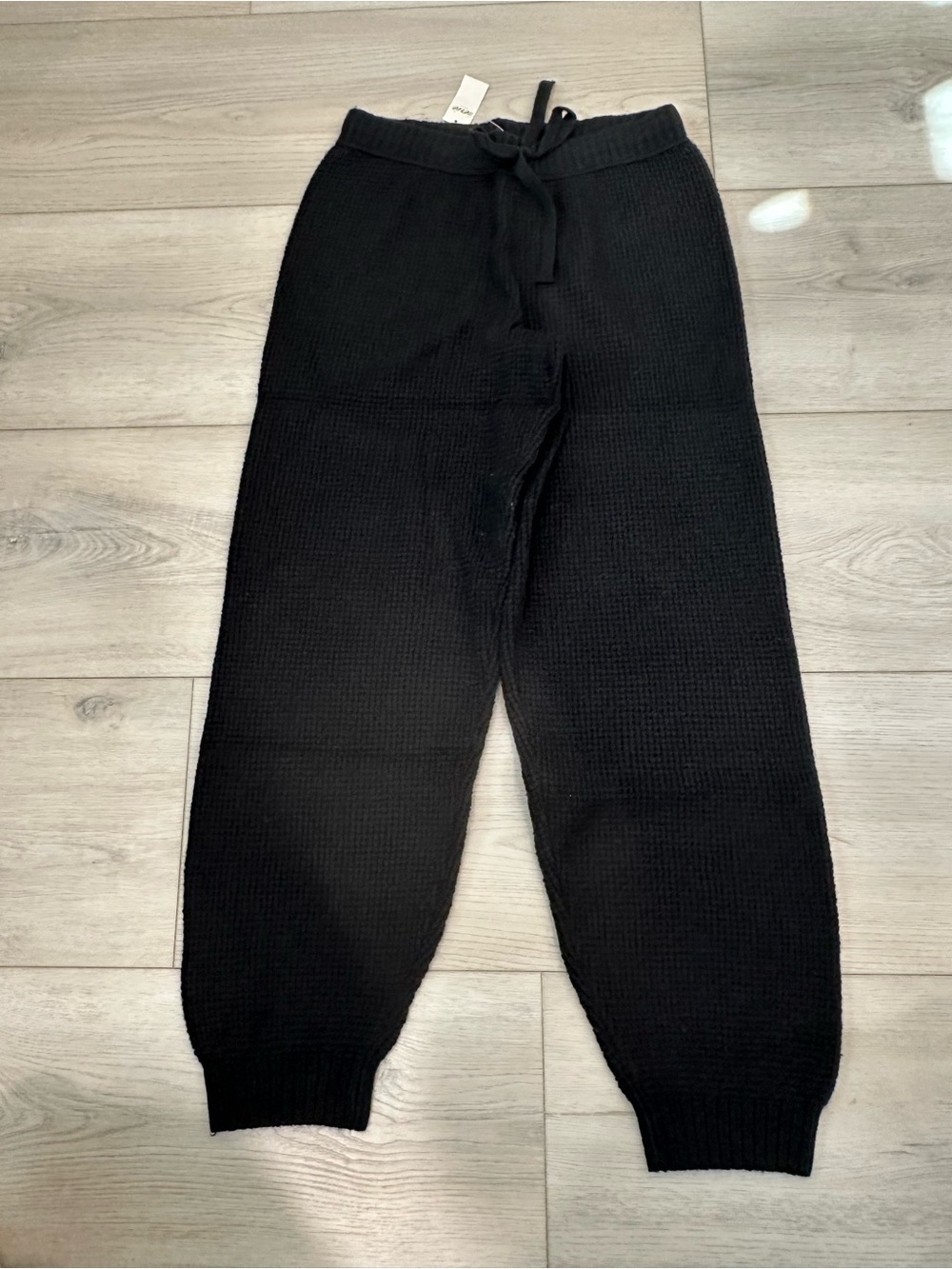 Aerie Waffle Knit Lounge Jogger Pants XS Short Black NWT